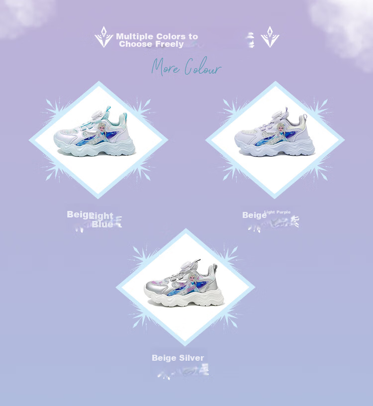Disney Frozen Girls' Dad Sneakers Summer Kids' Breathable Mesh Sports Shoes Light Purple Size 34 6