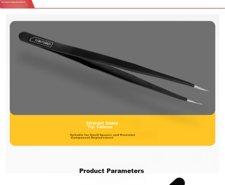 Deli Stainless Steel Tweezers Pointed Tip 140mm DL396201 2