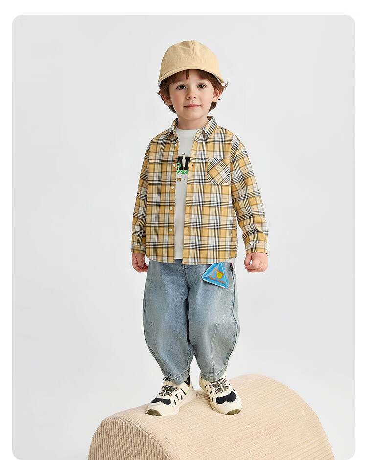 Balabala Kids Long Sleeve Shirt Baby Clothes Boys Girls 2026 New Spring Plaid Shirt Jacket 24