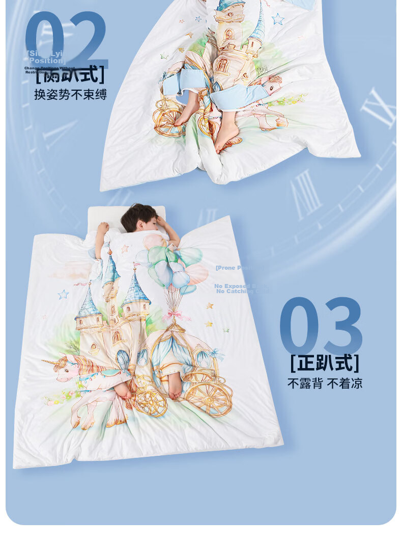 Nanjiren Kids Anti-Kick Quilt Large Child Hugging Quilt Cooling Baby One-Piece Belly Protection Sleeping Bag 150*150cm 5