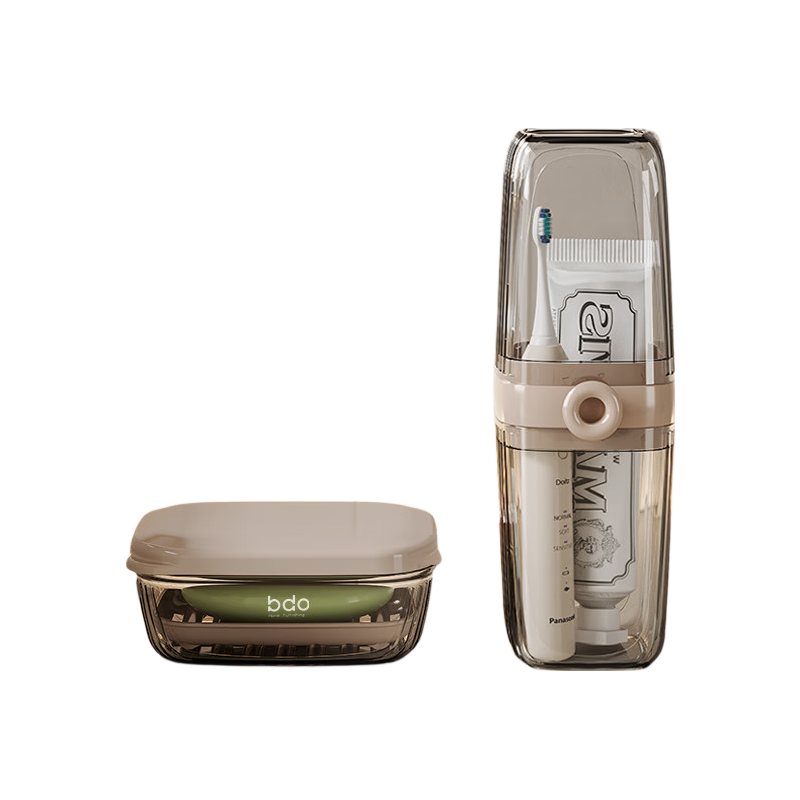 BDO Travel Toiletry Set with Lid, Large Draining Soap Dish And Toothbrush Holder for Business Trips, Dormitory, Swimming, And Fitness
