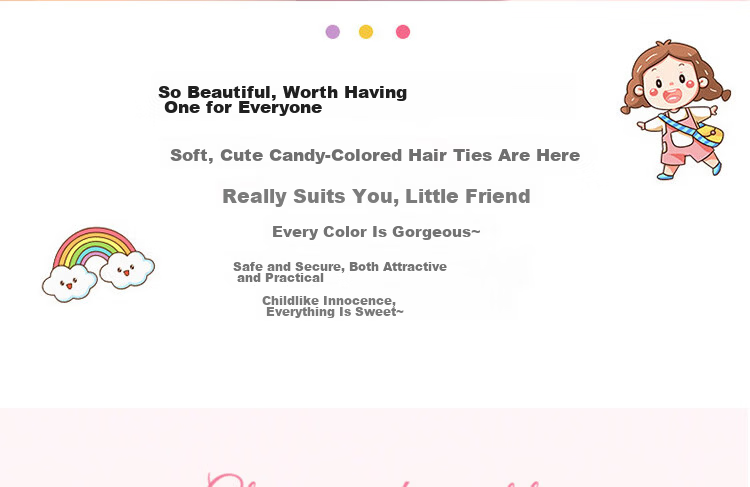 Princess Code Children's Day Gift Hair Tie for Girls High Elastic Hair Band Damage-Free Student Hair Rope Bun Holder 11