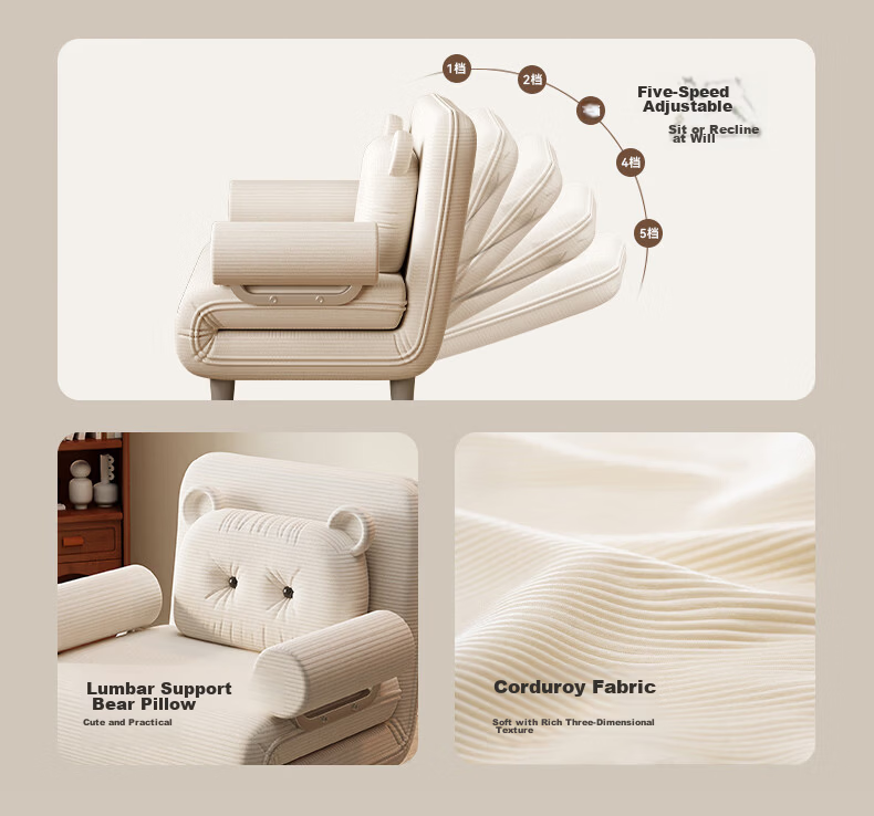 Warner New Sofa Bed Small Apartment Dual-Use Single Sofa Chair Office Nap Folding Bed S505 3