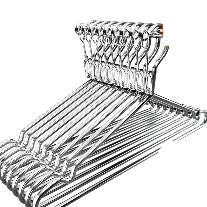 Siwangongli Stainless Steel Windproof Clothes Hanger with Anti-Fall Clip, Outdoor Drying Rack, Windproof Clothes Hanger, 10 Pieces