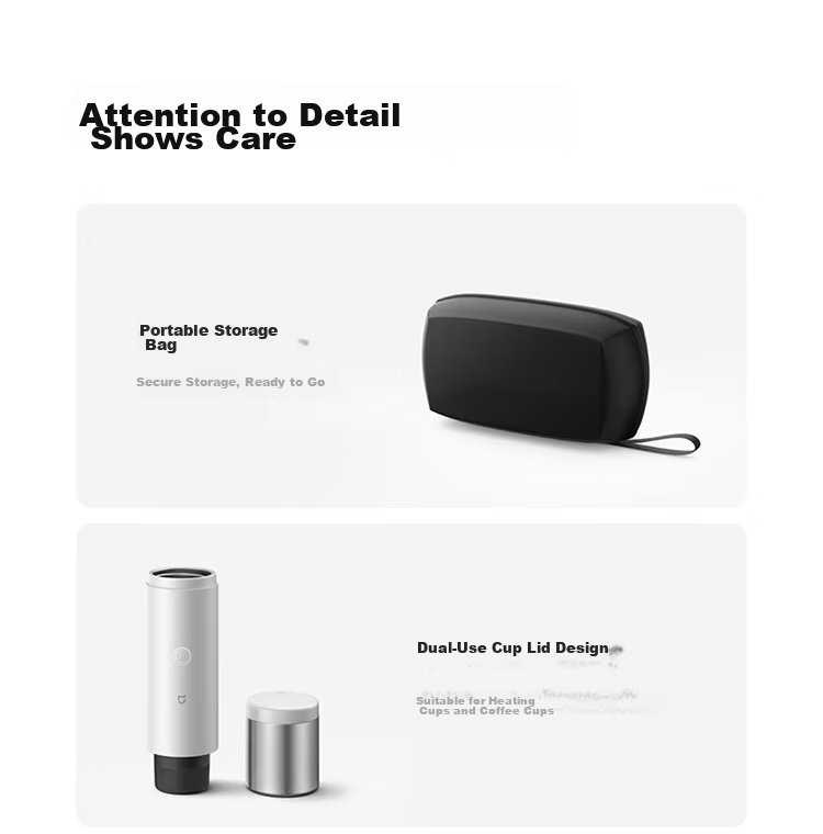 Mijia Xiaomi Portable Coffee Maker Mini Handheld Fully Automatic Capsule and Ground Coffee Machine for Office and Home Outdoor Camping Cold Brew and Hot Brew White with Storage Bag 26