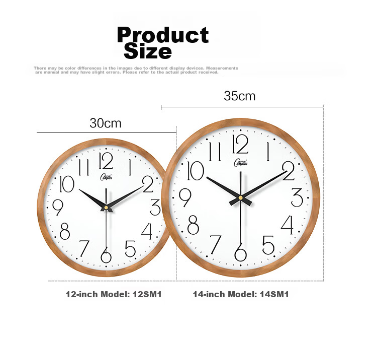Compas Simple Modern Solid Wood Wall Clock, Living Room Home Decoration Quartz Clock, Wall-Mounted Nordic Style Timepiece 9069 10