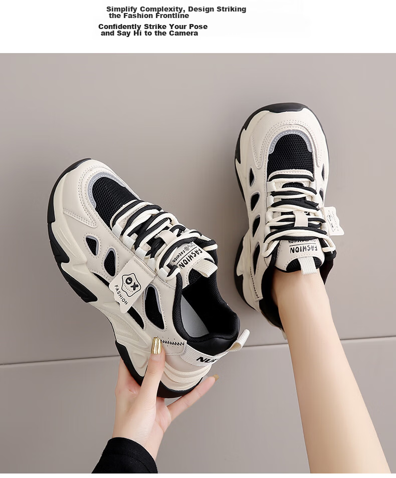 CARTELO Women's Chunky Sneakers, Spring Sports Casual Shoes, Thick-Soled Running Shoes for Women, 1532 Black, Size 37 17