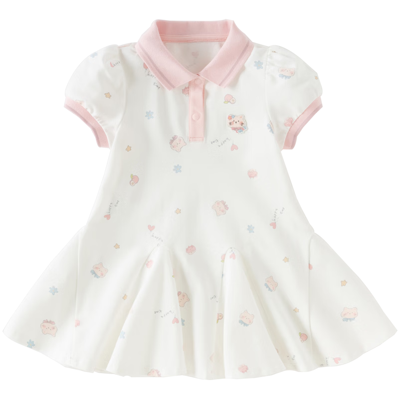 DAVE & BELLA Kids Knitted Polo Dress Girls' School Style Summer Dress Class A