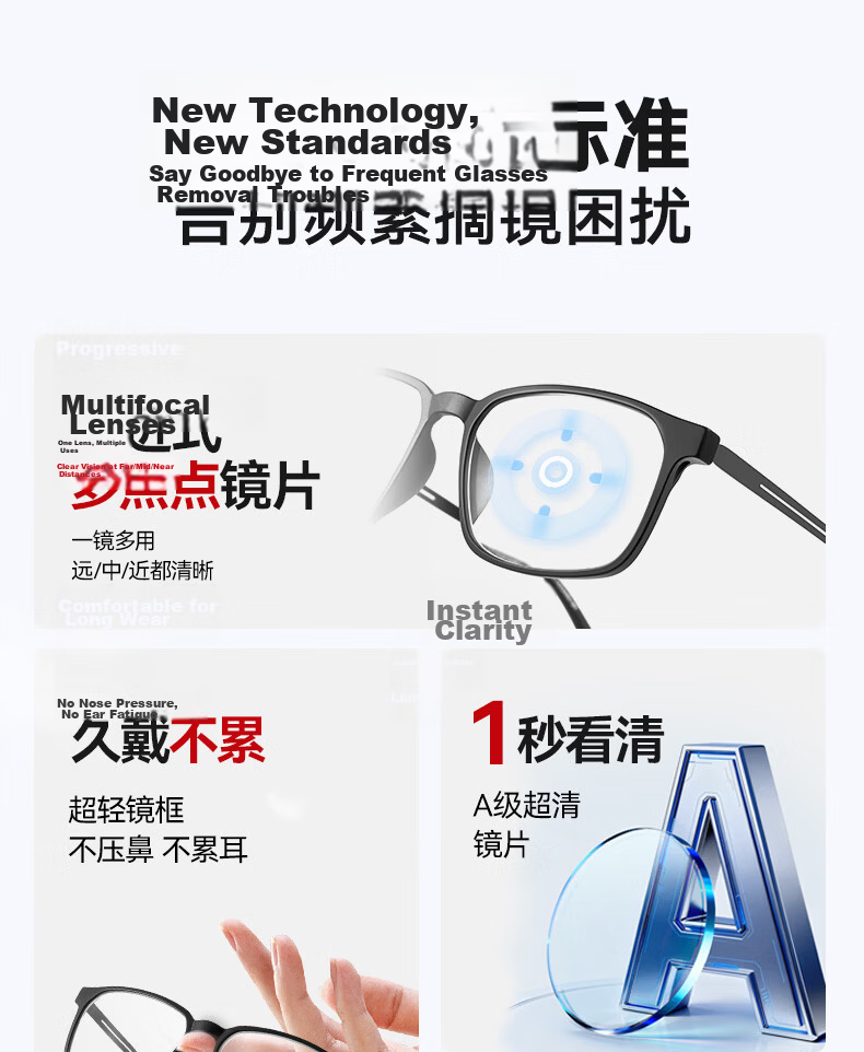 Mr.PuTian Reading Glasses for Men And Women, Anti-Blue Light, Bifocal Integrated Lens, Smart Auto-Focus Reading Glasses, Wearable While Walking 6