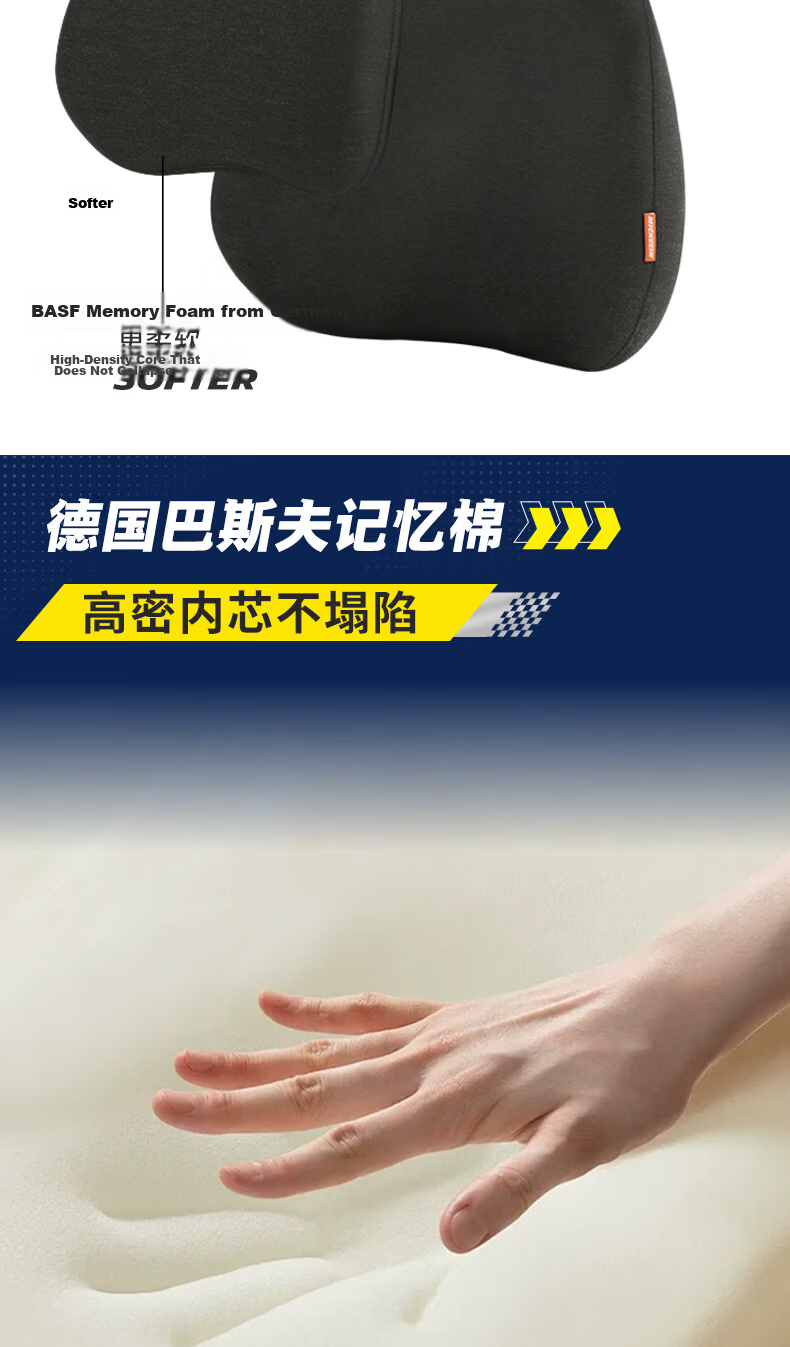 MICHELIN Double-Layer Car Lumbar Support Cushion Driver Seat Waist Pillow Car Lumbar Pad Headrest Back Support Device 4