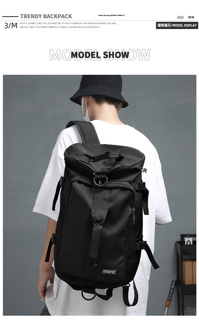 Warrior Men's Travel Bag Large Capacity Multifunctional Commuter Short Trip Business Luggage Handheld Crossbody Gym Bag 11
