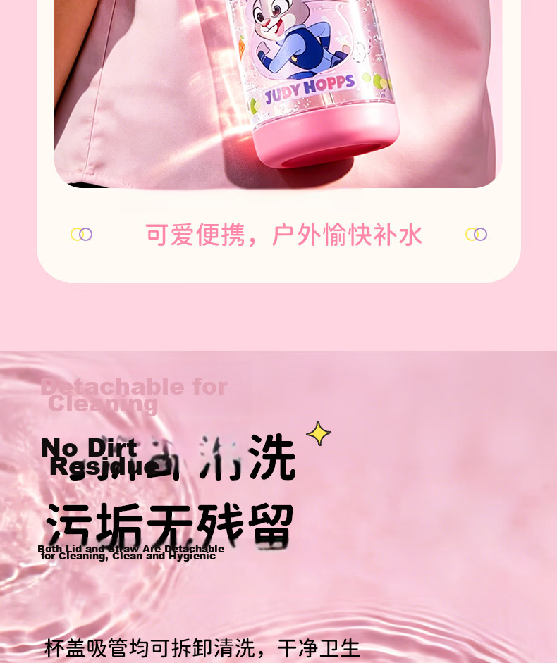 Disney Kids Water Bottle Direct Drinking Anti-Drop School Use Primary Student Kindergarten Water Cup Summer Straw Cup 520ML Minnie 13