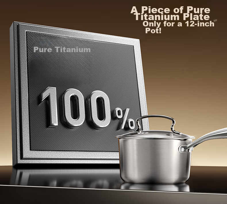 SUPOR JD Exclusive Pure Titanium Milk Pot Non-Coated Lightweight Non-Stick 100% Pure Titanium Plate Milk Pot 18cm Compatible with All Stoves 8