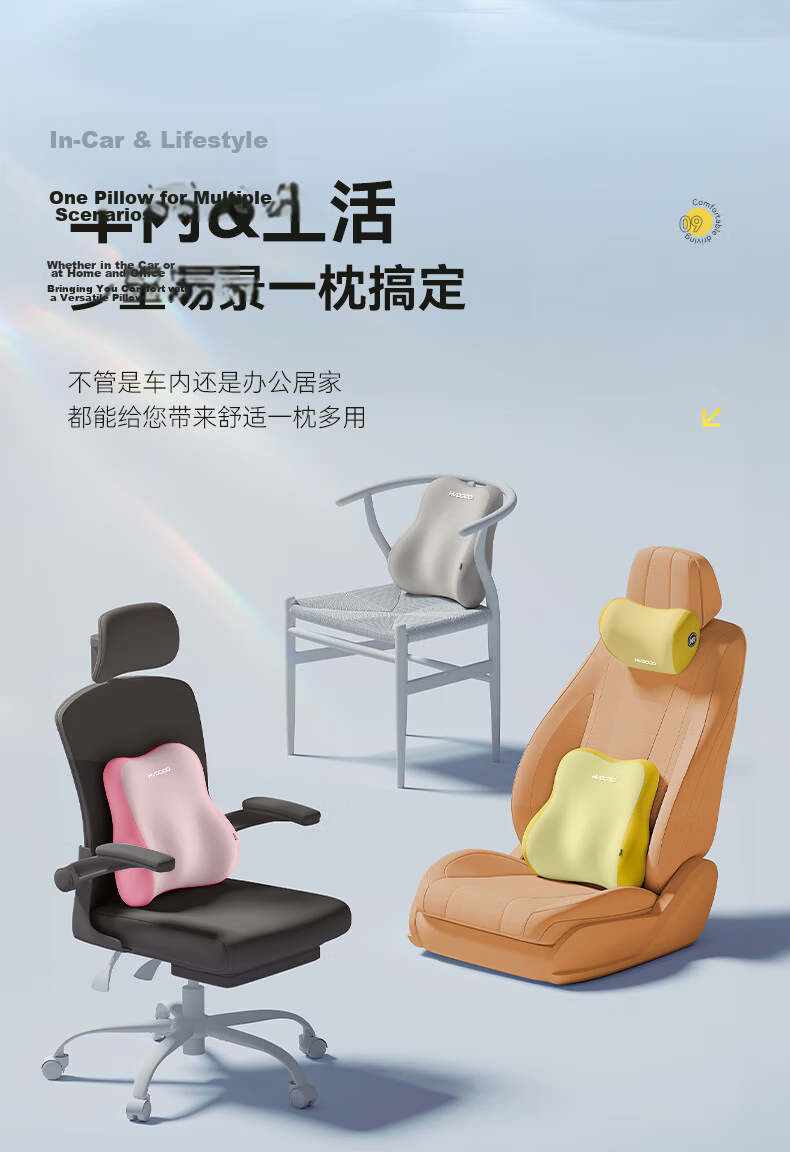 Huiduoduo Car Headrest and Lumbar Support Set Sports Seat Driver Long-distance Driving Waist Cushion Gaming Chair Tesla 18