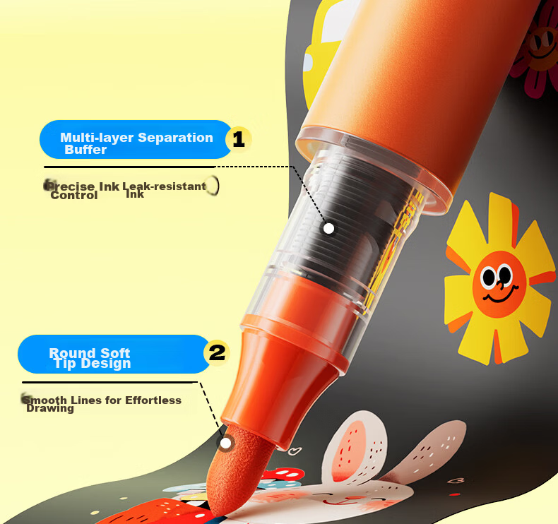 M&G 36-Color Acrylic Marker Pens MAX Foldable Direct Ink Children's Student Drawing Graffiti Hand-Painted Birthday Gift 9