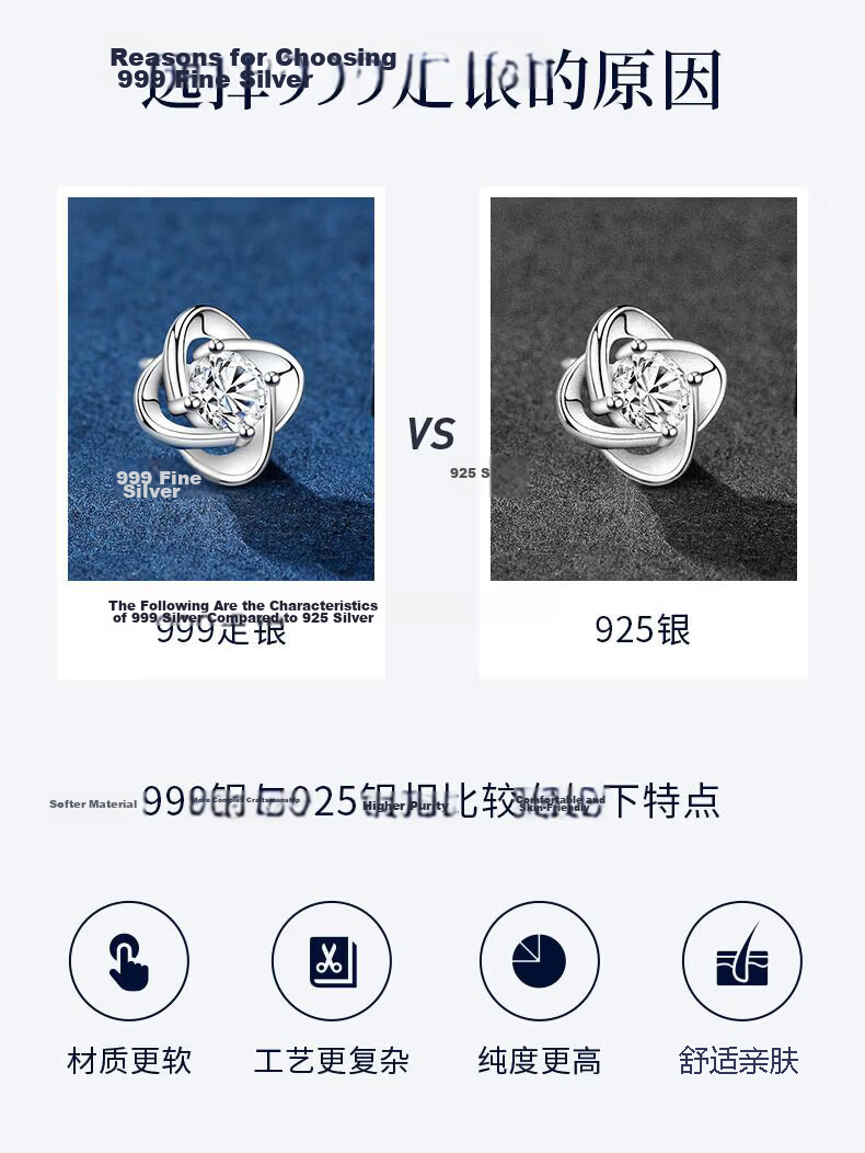 GLTEN Swarovski Zircon Four-Leaf Clover 999 Silver Earrings 2026 New Birthday Qixi Valentine's Day Gift for Girlfriend 5
