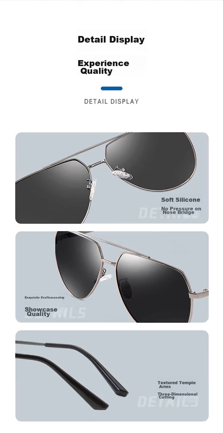 Jingchu Day and Night Dual-Use Driving Sunglasses for Men Polarized Fishing Pilot Frog Mirror Gun Frame (Smart Photochromic) 14