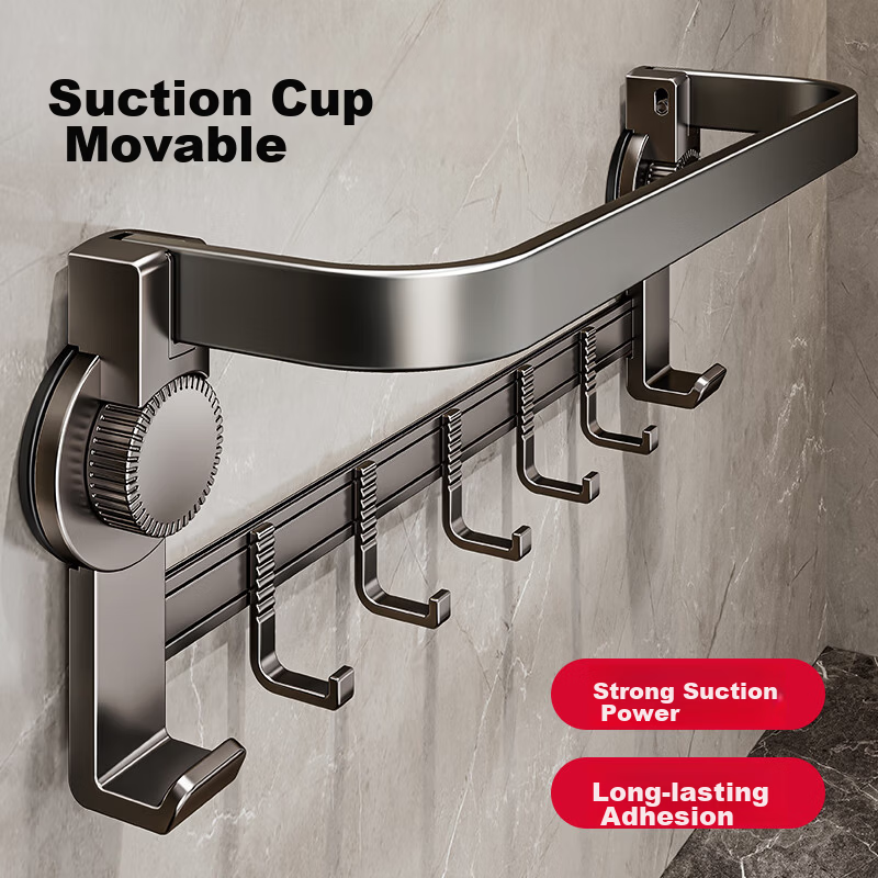 Taoshi Suction Cup Towel Rack Space Aluminum Bathroom Towel Bar 095XPMJG50