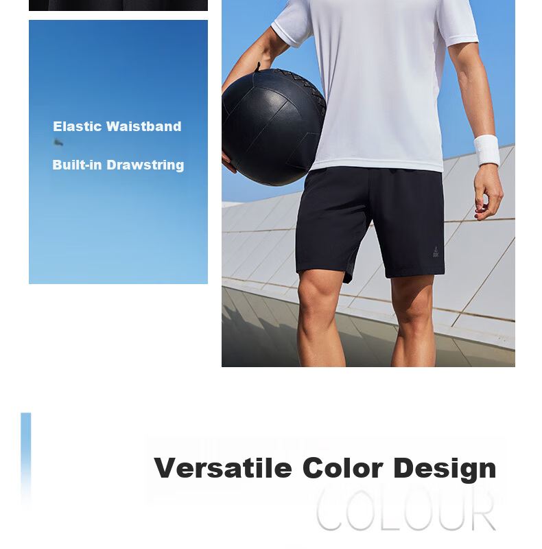 Peak Quick-Dry Men's Sports Set Summer Running Casual Breathable Badminton Two-Piece Short Sleeve and Shorts DF152007 99