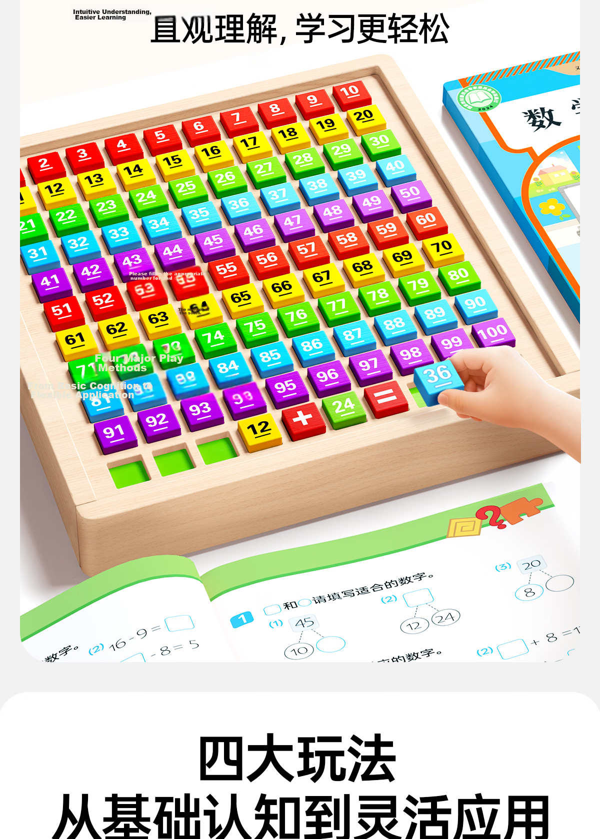 Tongmujing Montessori Counting Board Educational Toy for Grade 1 Kids Digital Addition and Subtraction Math Learning Toy for Children Ages 3-6 3