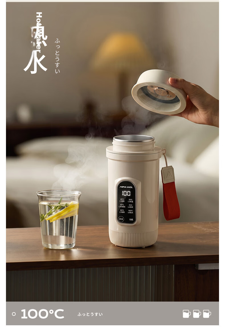 APIXINTL Japan Anben Su Portable Thermostatic Kettle Travel Electric Water Boiler 304 Inner Liner 20