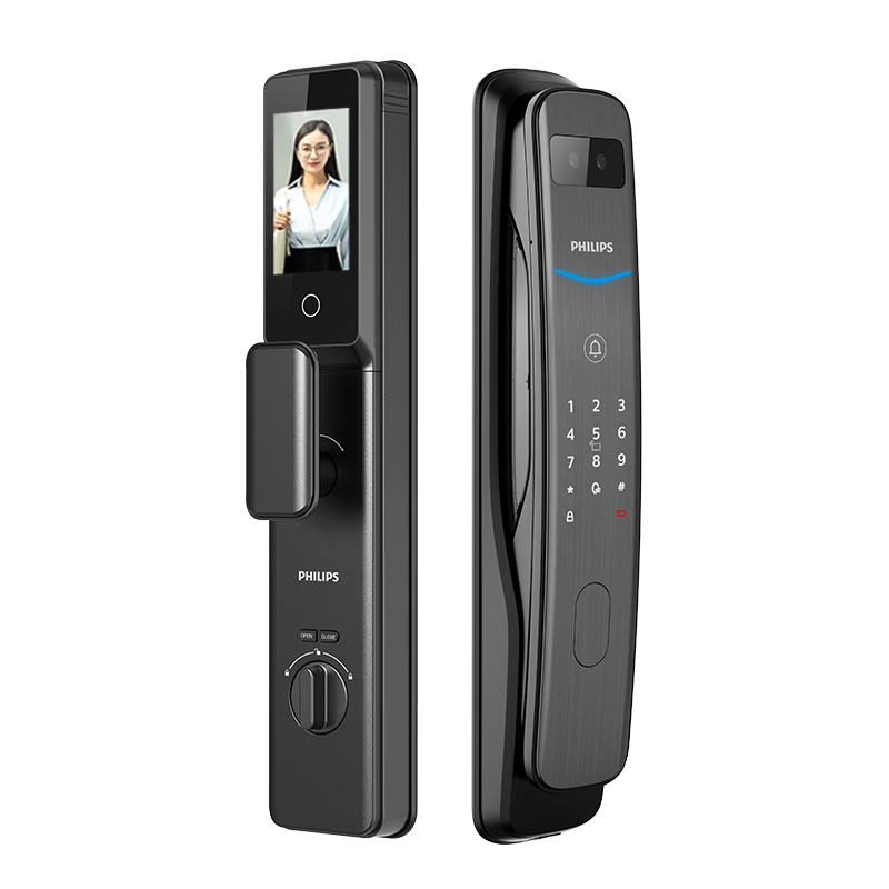 PHILIPS Blue Shield Upgraded Smart Door Lock with Facial Recognition, Peephole, Large Screen, Fingerprint Lock, Electronic Lock 702FVP-P