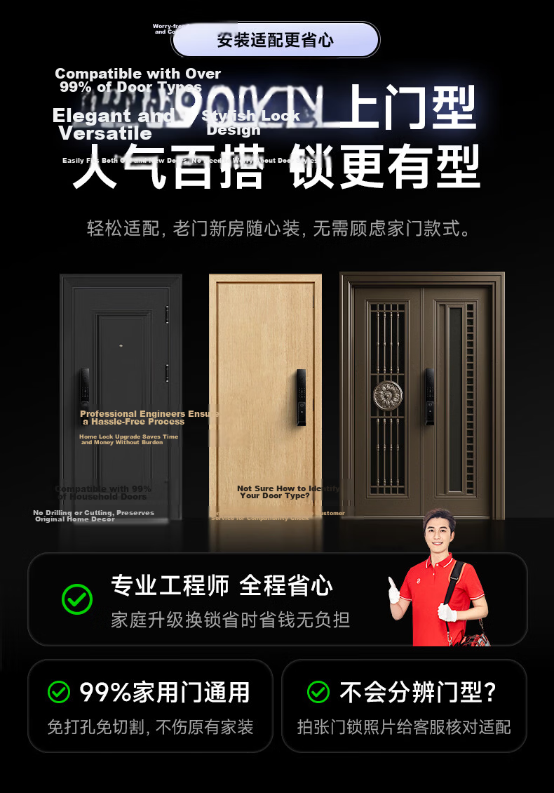 TCL Smart Door Lock with Facial Recognition, Large Screen Peephole, Dwell Capture, Door Ajar Alert, Fingerprint K5GPro 14