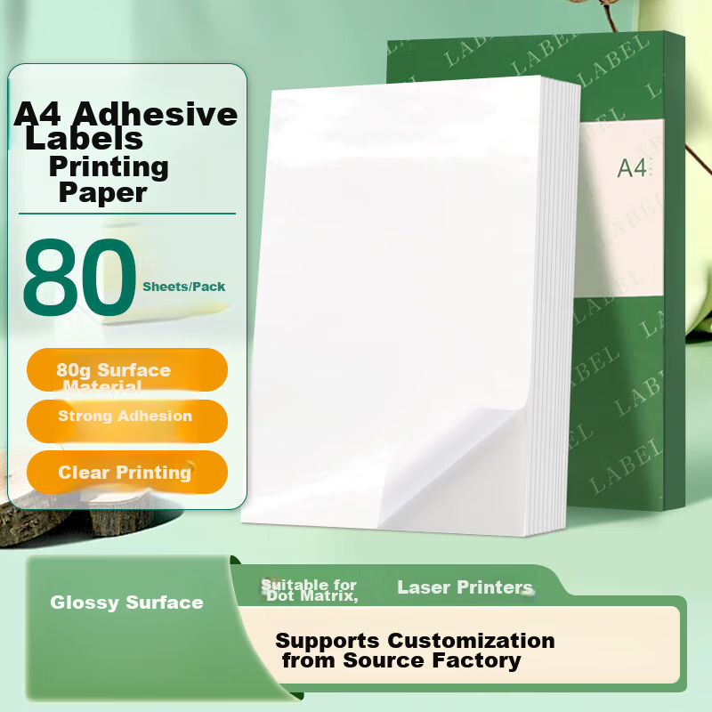 LiteRely A4 Glossy Adhesive Printing Paper 40mm*30mm Cut Labels 45 Sheets*80 Sheets/Pack Coated Sticker Paper Self-Adhesive Label Paper Compatible with Laser Printers