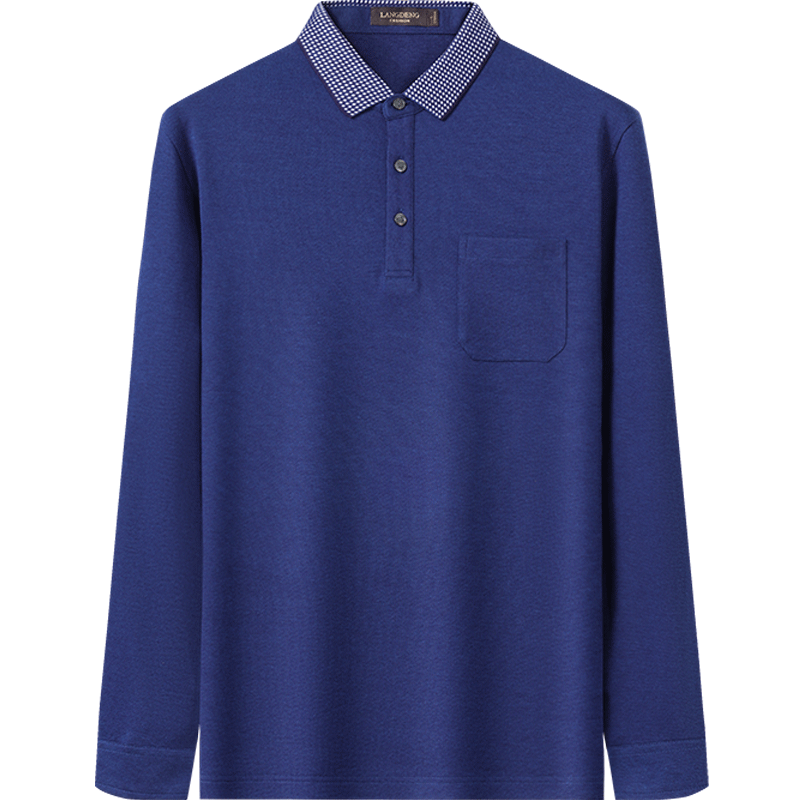 Langdeng Men's Long Sleeve Polo Shirt Langdeng Spring Autumn New Business Casual Modal Blend Polo Shirt Middle-aged Dad Style