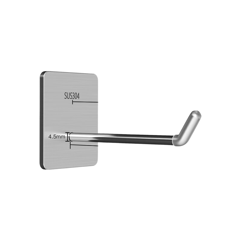 Baizi Hooks, 304 Stainless Steel Extended Adhesive Hooks, Bathroom Door Back Hooks, Heavy-Duty Hooks, No Drilling Required, Kitchen Use, Pack of 5