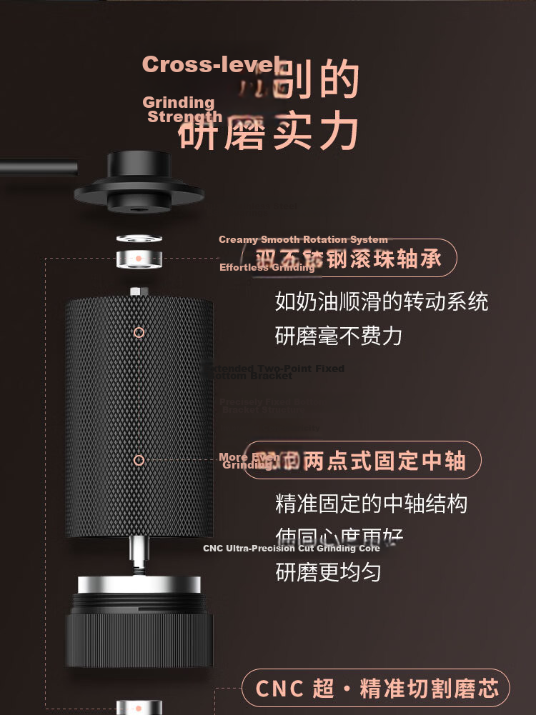 MAVO Wizard All-Purpose Manual Coffee Grinder Hand-Crank Coffee Bean Grinder CNC Burr Mill Obsidian Black 4