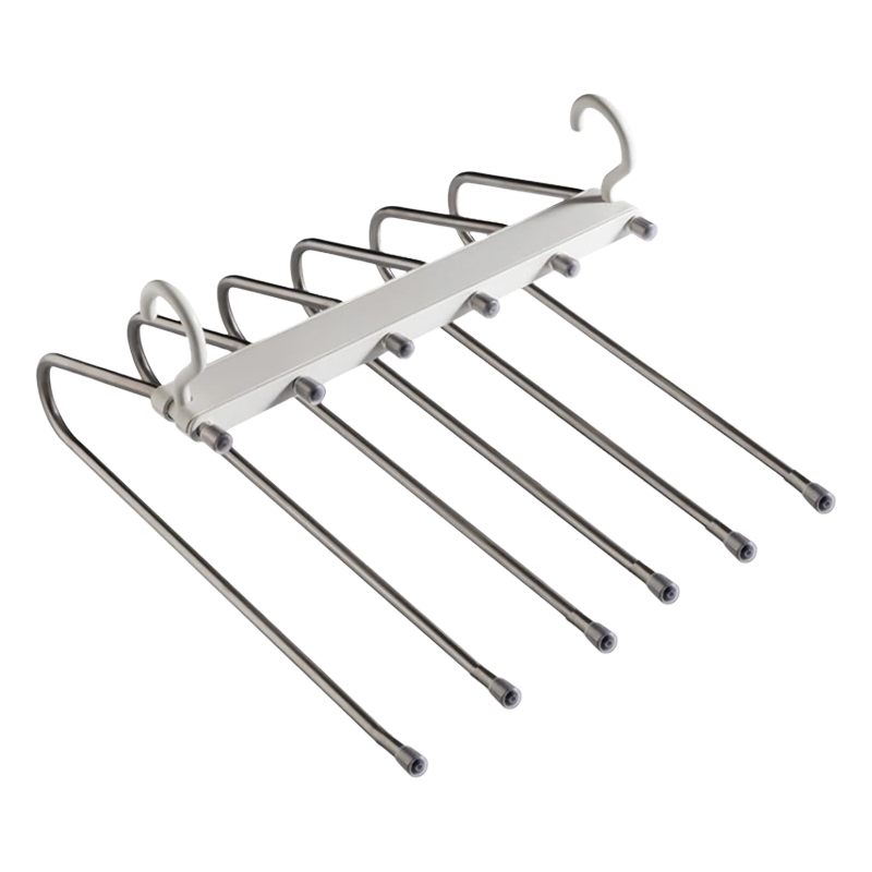 Jingxun Folding Pants Hanger, Multi-Layer Pants Storage Rack, Multifunctional Stainless Steel Simple Pants Hanger with Magic Hooks