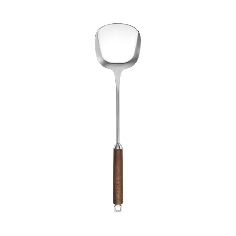 Kambach 316L Stainless Steel Cooking Spatula with Walnut Wood Handle, Thickened Stainless Steel Wok Turner for Home Use