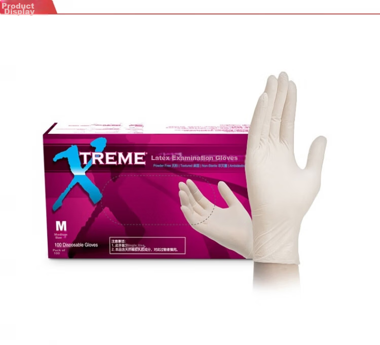 AMMEX Disposable Premium Latex Gloves (Natural White) Powder-Free Medium (CE Certified) 100 pcs/Box XLFRT44100 1
