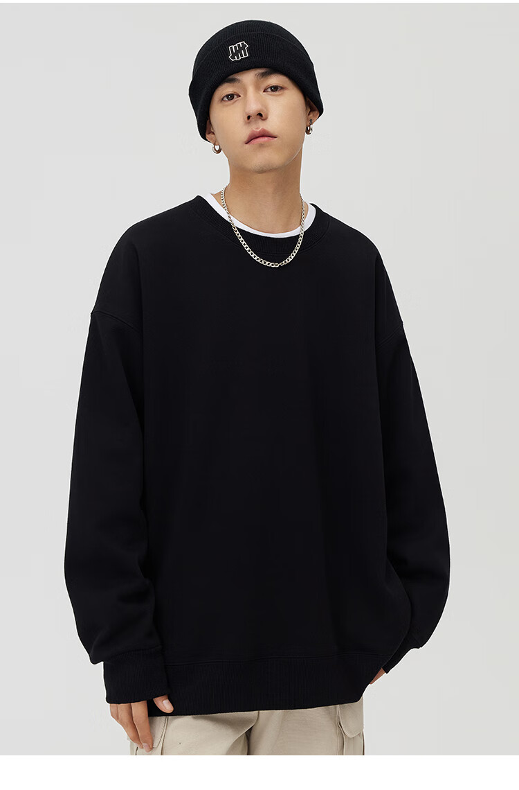GENIOLAMODE Men's Cardigan Sweatshirt, Solid Color Simple Loose Casual Versatile Heavyweight Cardigan Jacket 1