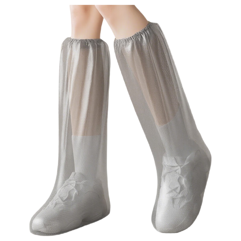 Baicaoyuan Disposable Rain Shoe Covers Waterproof Non-Slip Transparent Thickened Durable High-Cut Rain Boots 20 Pieces