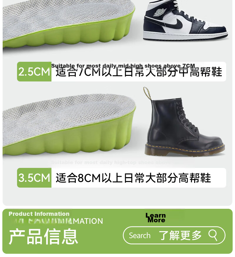 Energetic Posture Correction Popcorn Height Increasing Insoles for Men and Women, Sweat-Absorbing, Odor-Resistant, Invisible Soft Elastic Insoles for Long Standing, 3.5/4142 11
