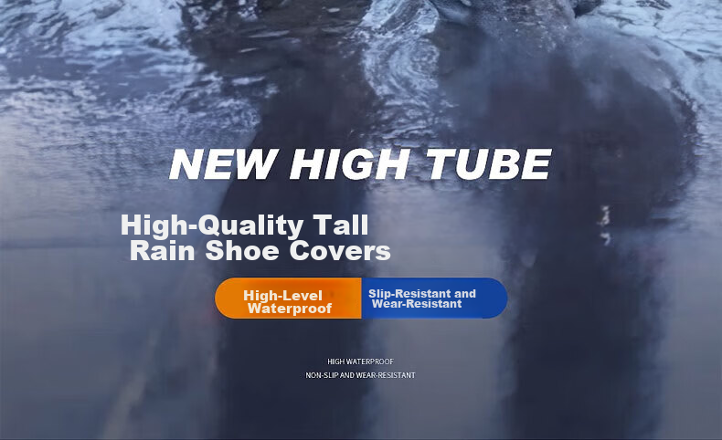 Equator Waterproof Rain Shoe Covers Thickened Non-slip Wear-resistant High-top PVC Rain Shoe Covers for Cycling Outdoor CD4005 Blue XL (43-45) 2