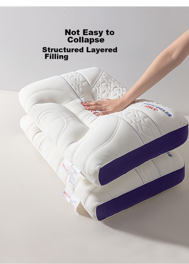 Hodo Embroidered Natural Latex Pillow Core Neck Support Pillow Adult Pair Cervical Pillow Core 48*74cm 8