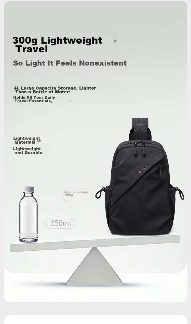 GOLF Lightweight Crossbody Bag Unisex Casual Sports Chest Bag Outdoor Cycling iPad Shoulder Bag Multifunctional Small Backpack 12