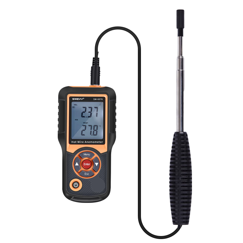 Suowei Thermal Anemometer Hot-Wire Anemometer High-Precision Wind Speed Meter SW6076