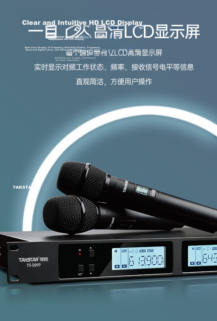 TAKSTAR TS-K301 Wireless One-to-One Microphone UHF Handheld Conference Microphone Plug and Play Long Battery Life Outdoor Singing Hosting Home KTV 9
