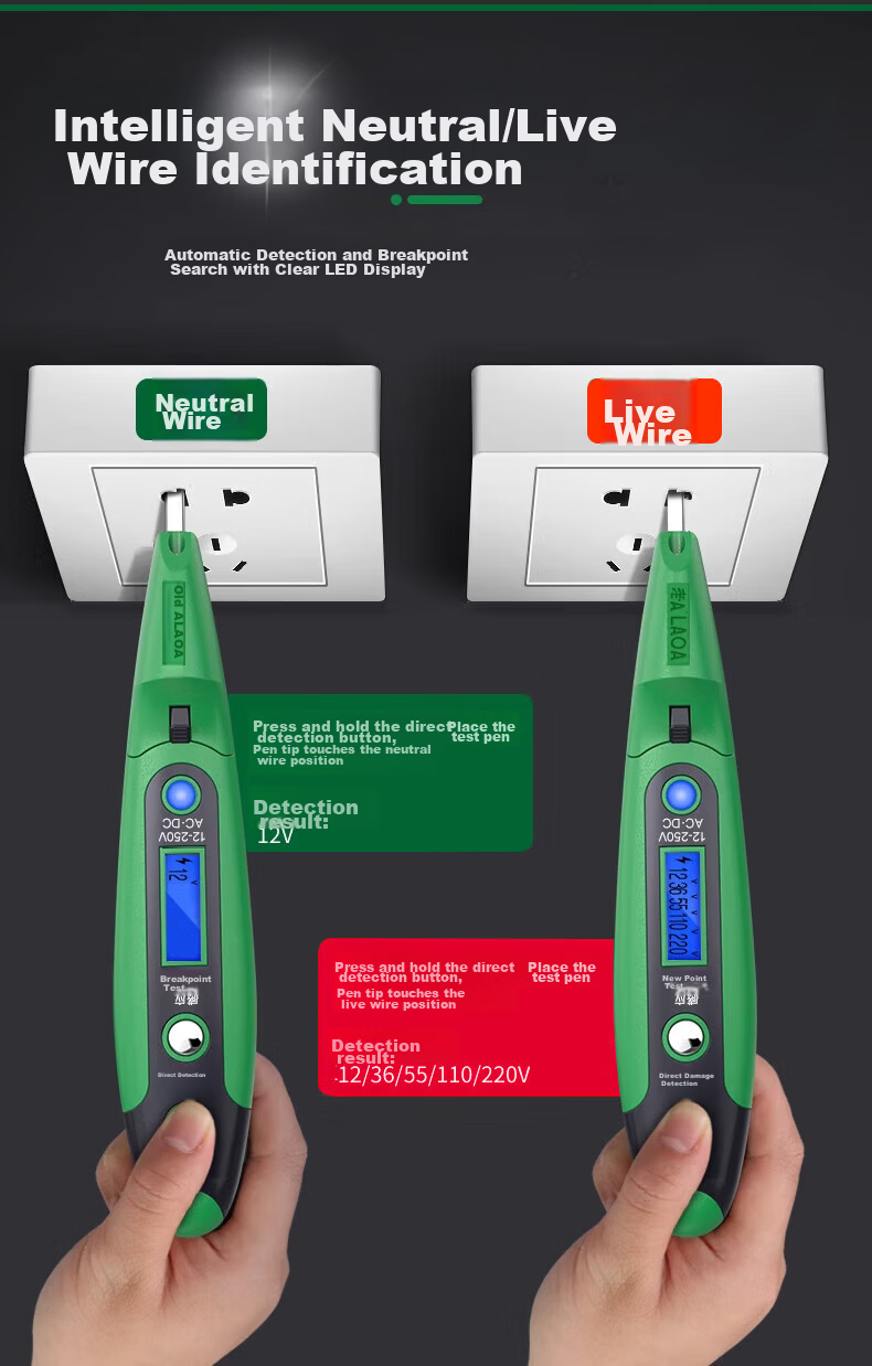 LAOA LA514101 Non-Contact Voltage Tester Pen Inductive Electric Test Pen for Live and Neutral Wire Breakpoint Detection 5