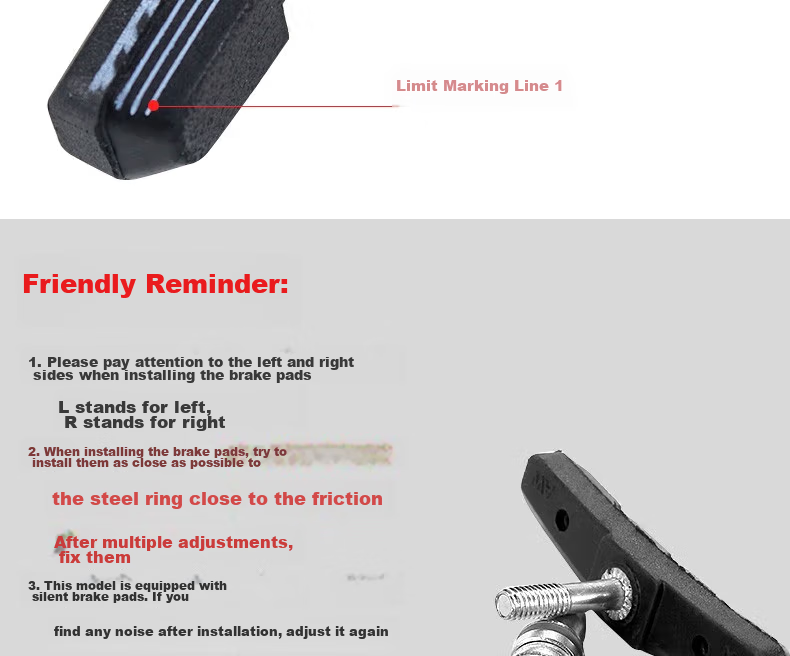 BIKEBROS Bicycle Brake Pads, Mountain Bike Brake Pads, Road Bike Brake Pads, V Brake Pads, Bicycle Brake Blocker Accessories [One Pair of Brake Pads] 17