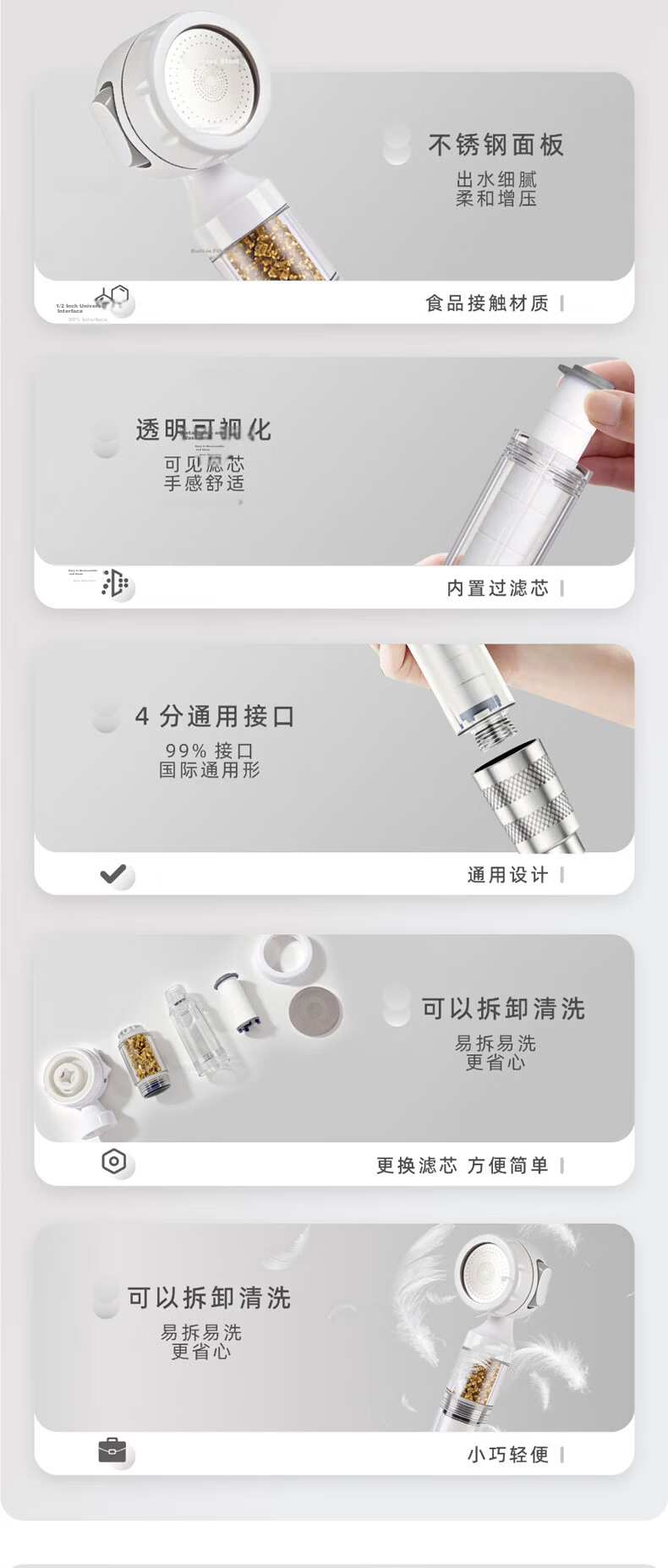 JROR Seiko High-Pressure Shower Head with Strong Water Flow, Bathroom Filter Shower Head, Shower Sprayer 10