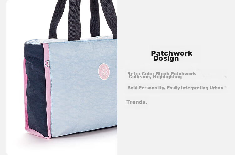 Kaplin NALO Powder Blue and White Spliced Tote Bag Birthday Gift 8