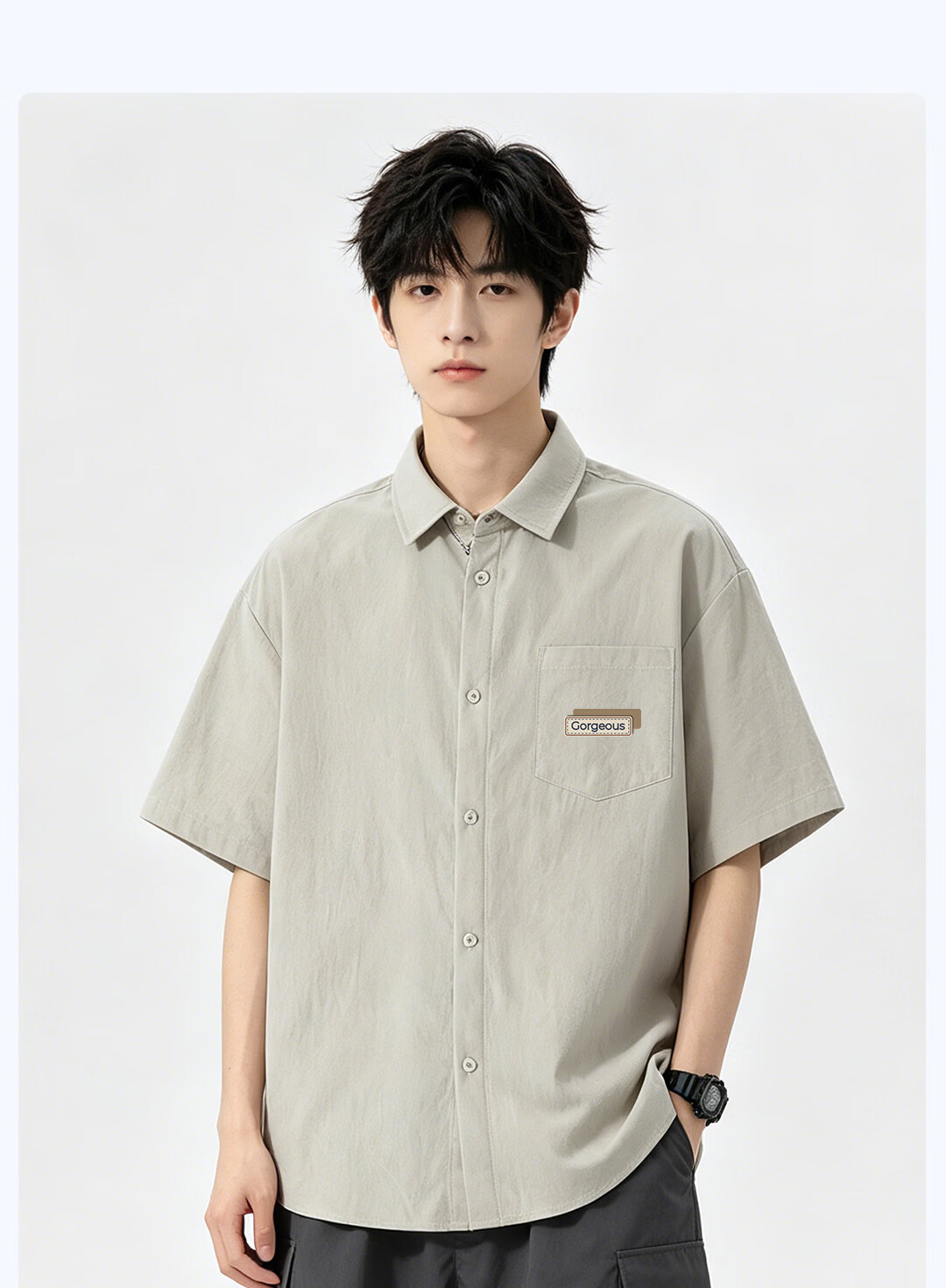 JEANSWEST LIFE Men's Summer Ice Silk Cool Short Sleeve Shirt Casual Lapel Jacket for Youth 21