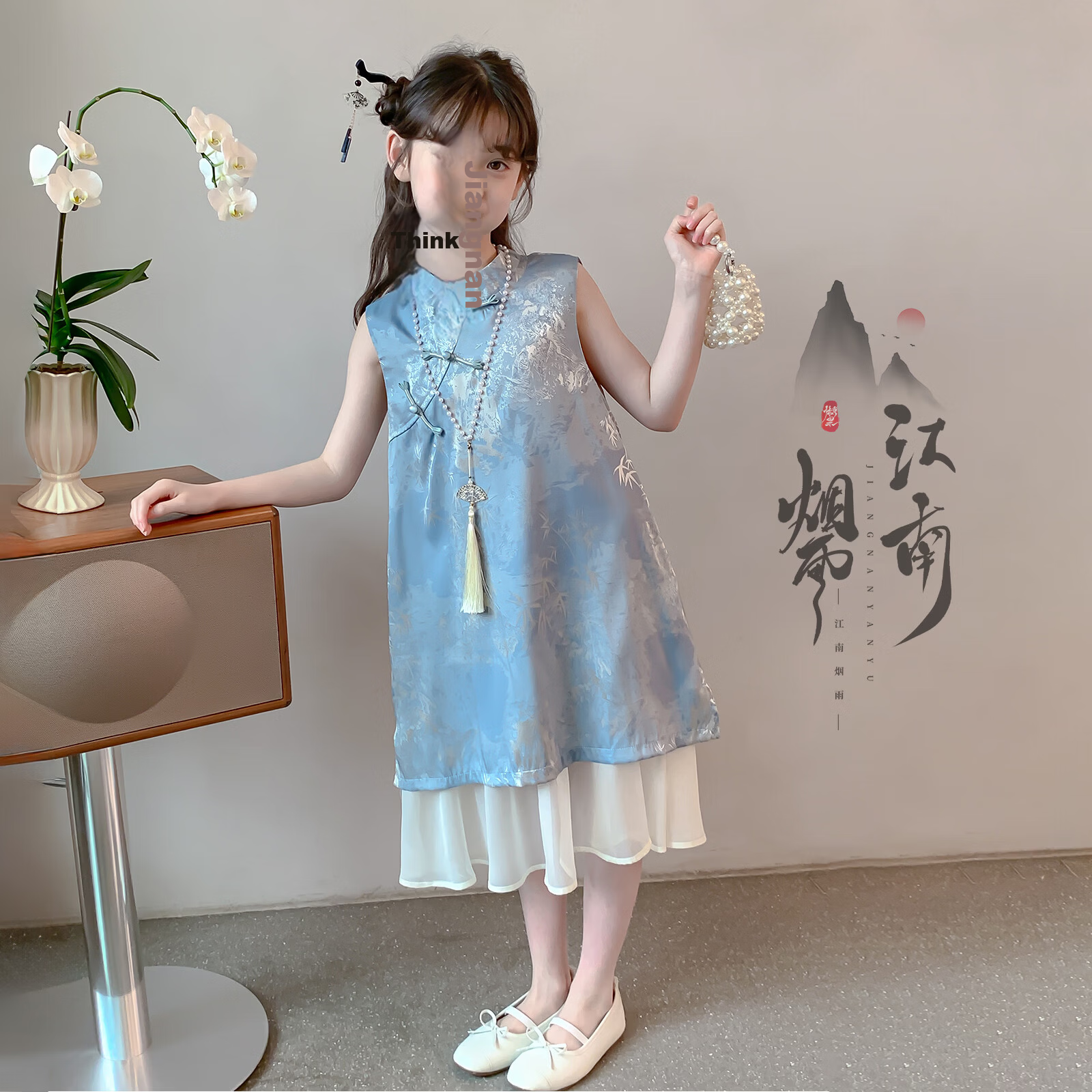 Magical Childhood Girls Summer Dress 2026 New Children's Clothing Little Girls New Chinese Style Qipao Princess Dress