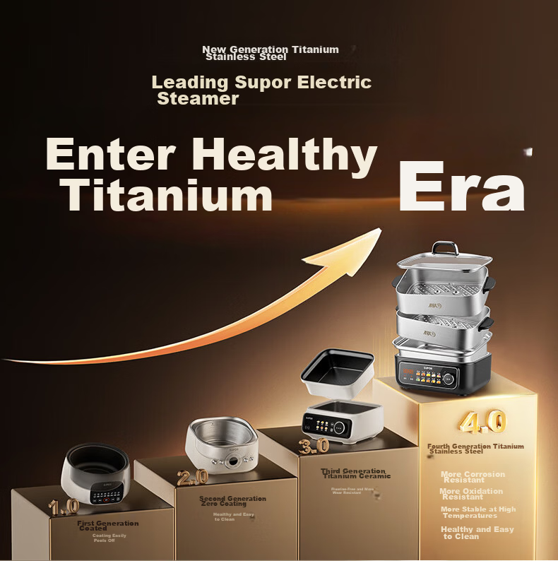 SUPOR Titanium Stainless Steel Electric Steamer 0-Coating Multi-Functional Household Stew Steam Hot Pot 18L Detachable Cube Electric Cooker ZN30FC1689 3