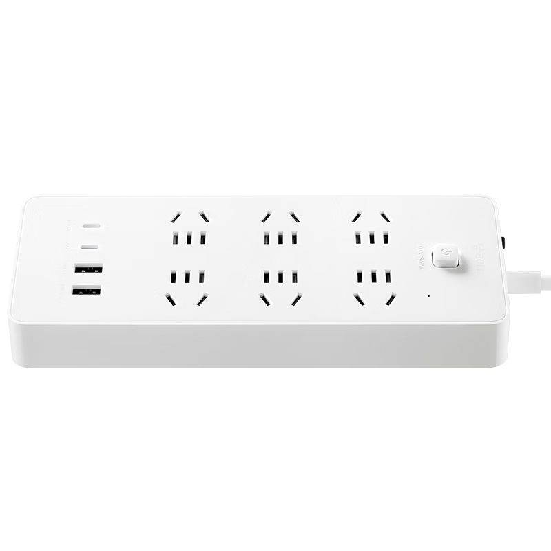 BULL 20W PD Apple Fast Charging Socket/power Strip/extension Cord/power Bar/desk Charger Type-C+USB+6 Outlets Total Length 5 Meters White GNV-U1206